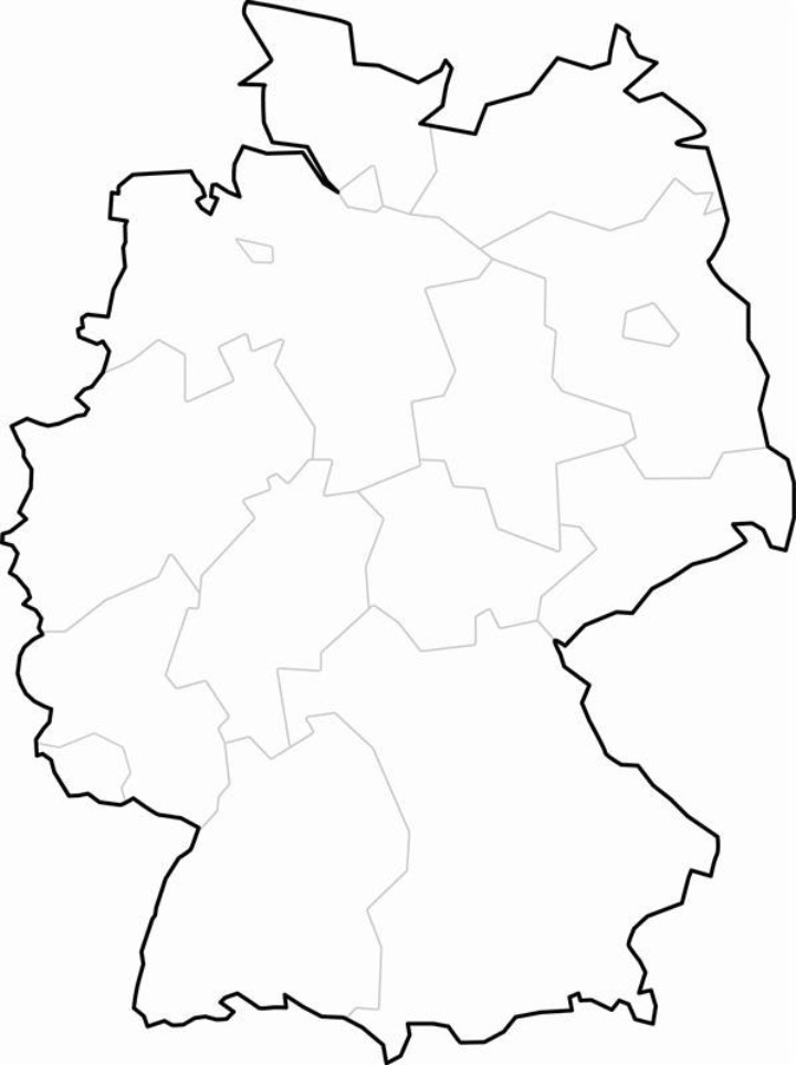 Deutschlandkarte mit Umrissen den Bundesländer